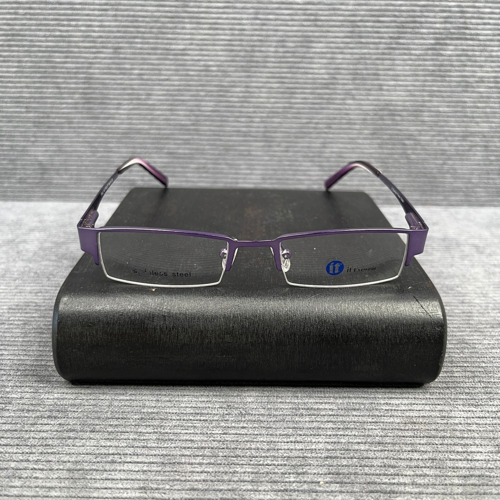 It Eyewear Violet Stainless Steel Semi Rimless Rectangular Frames Y2k 48-18-135